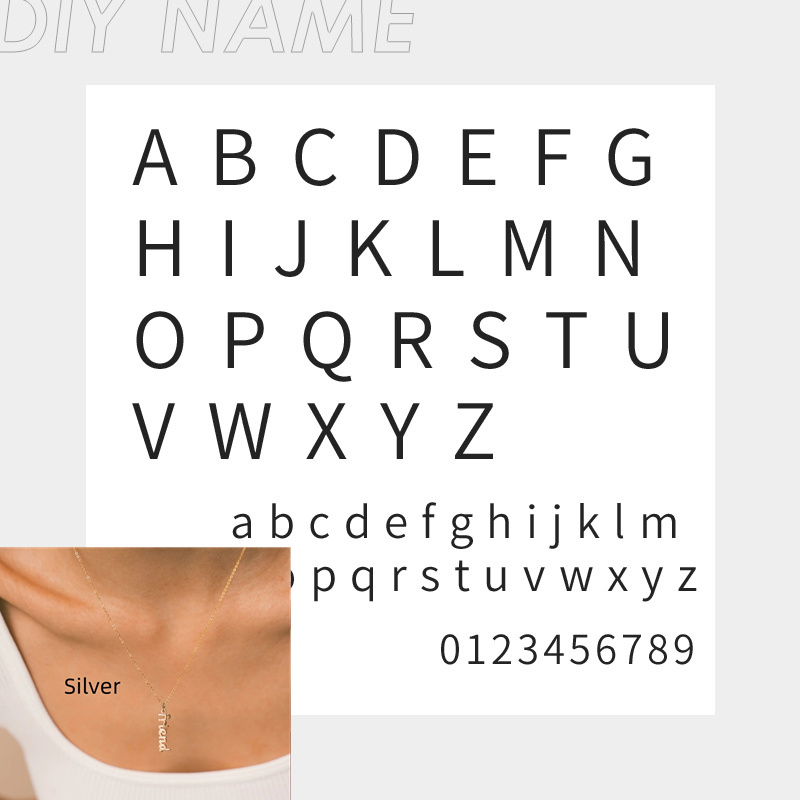 European And American Stainless Steel English Name Necklace