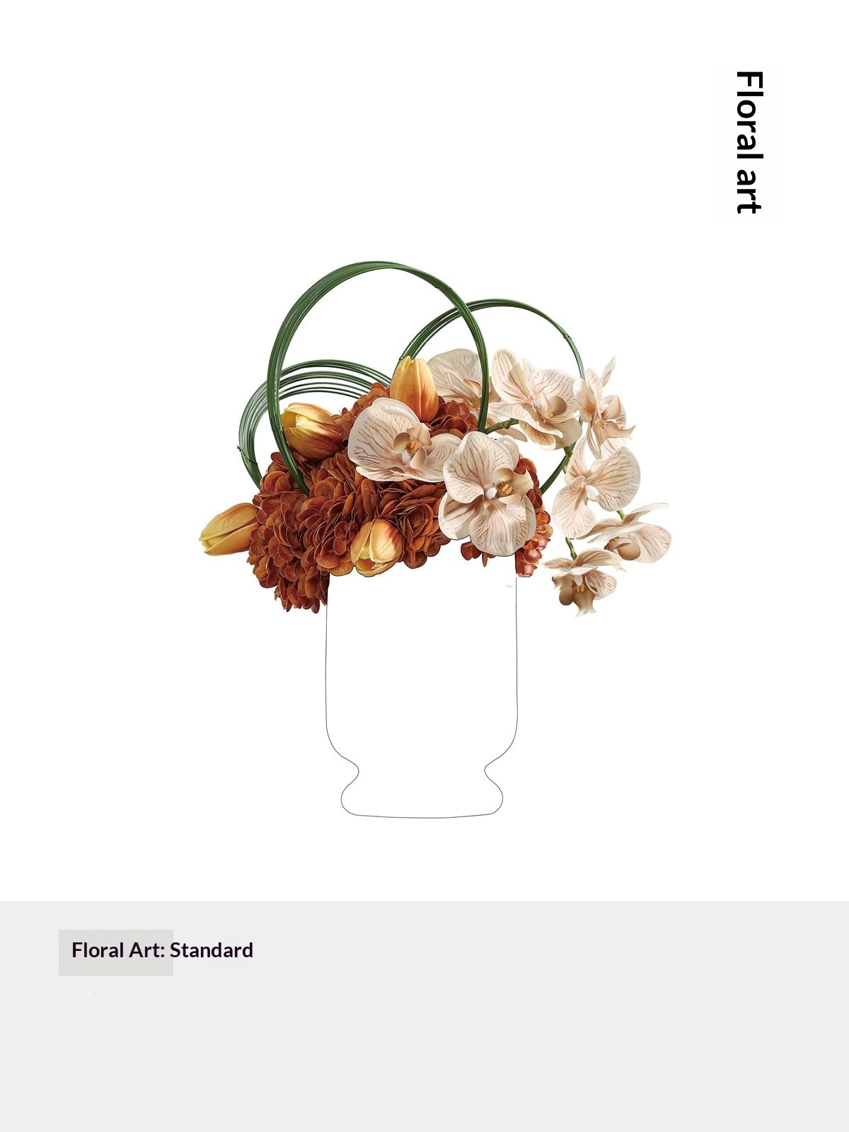 Living Room Amber Vase Display With Artificial Floral Arrangements