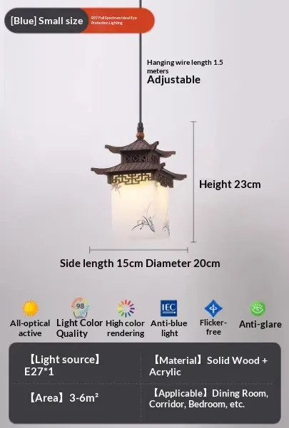 Decorative Small Pendant Light For Ancient Architecture Hexagonal Pavilion Corridor And Entryway