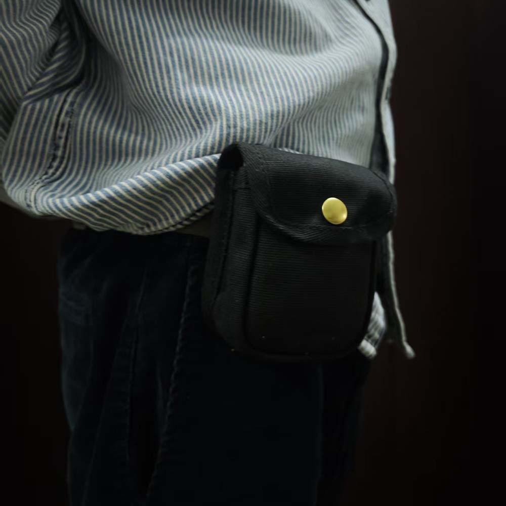 Retro Oil-Waxed Canvas Waist Bag For Men Mini Coin Purse