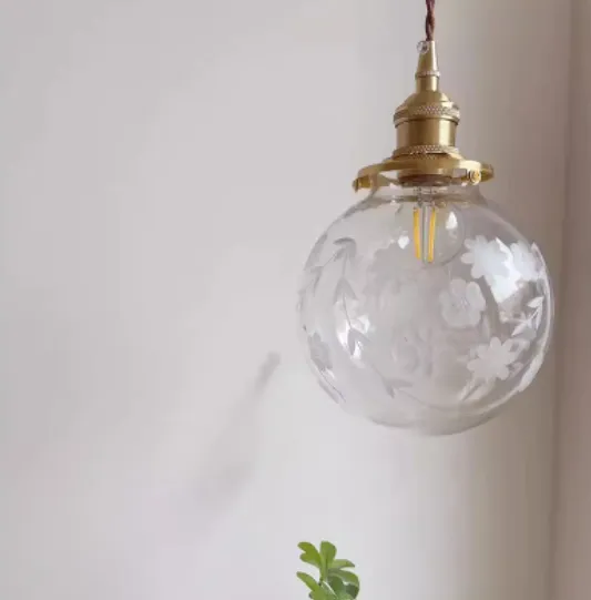 Minimalist All-copper Carved Glass Bedside Decor