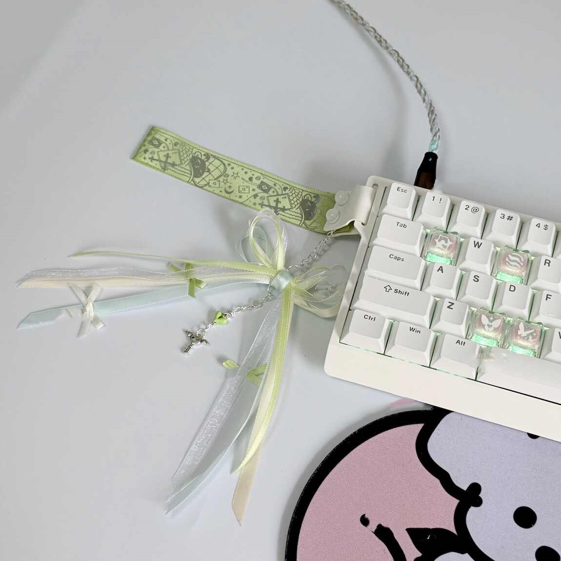 Creative Versatile Green Keyboard Ribbon With A Bow