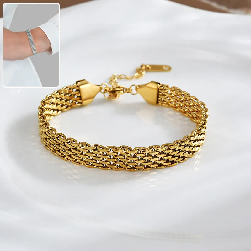 Women's Chain Bracelet Business Casual Golden Silver Metal Jewelry