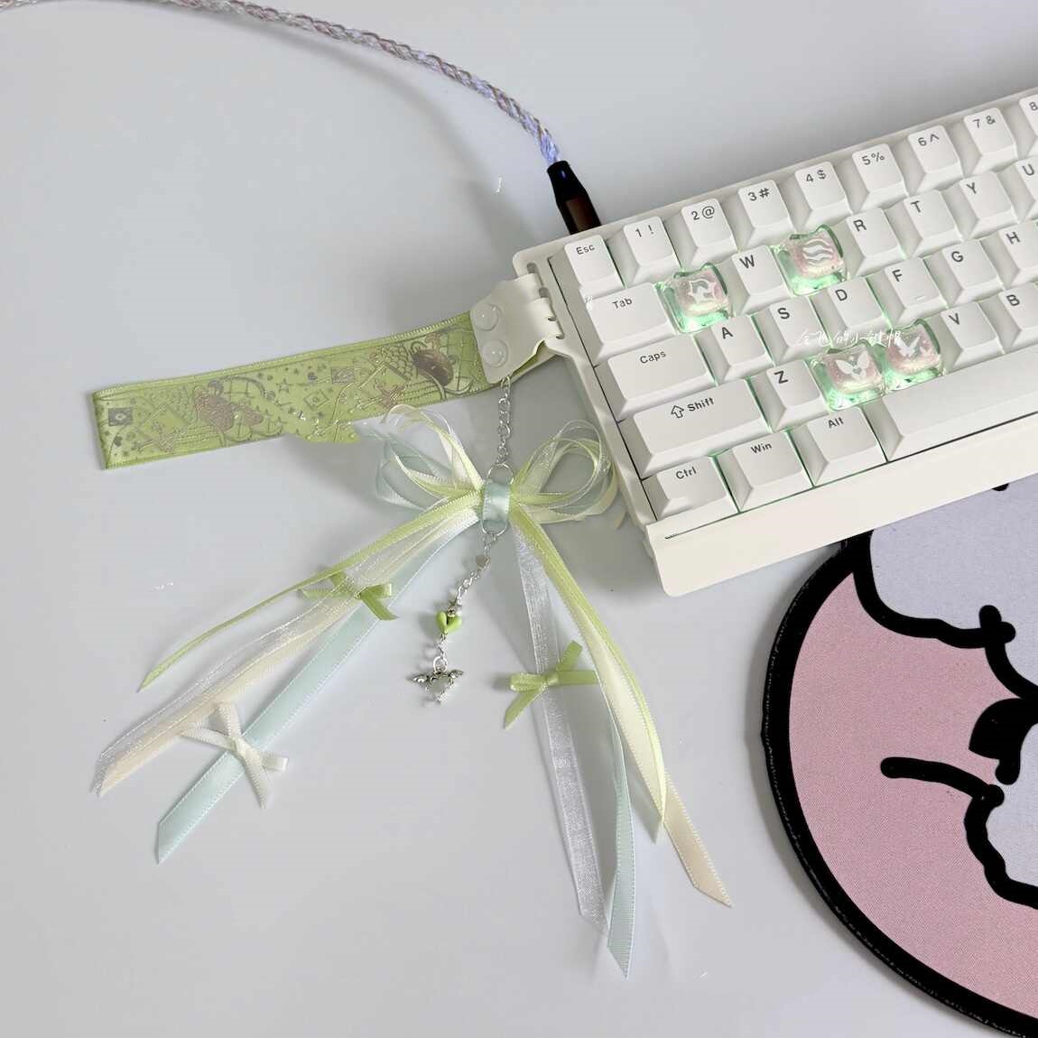 Creative Versatile Green Keyboard Ribbon With A Bow
