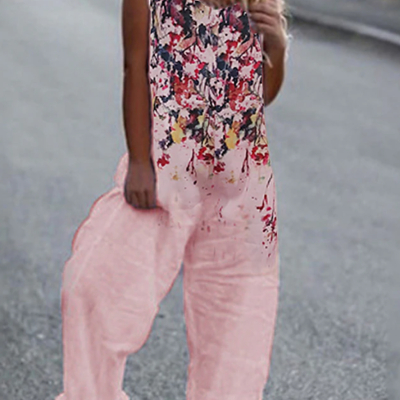 Womens Printed Jumpsuit With Straps