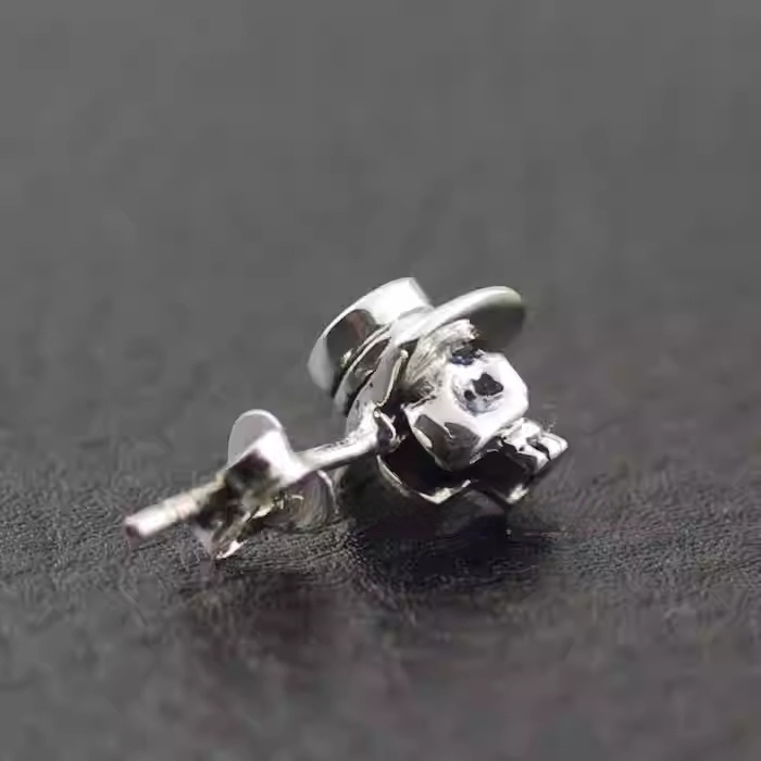 925 Sterling Silver Top Hat Skull Imported Thai Silver Earrings