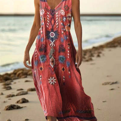 Women's Fashion Printed Sleeveless Dress