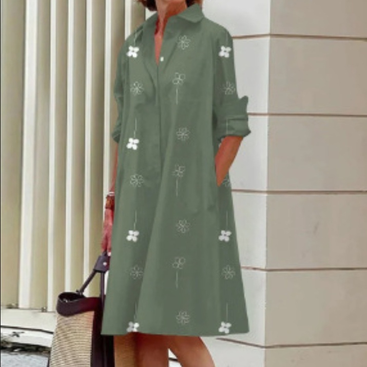 Women's Summer Loose Cardigan Plus-Size Shirt Dress