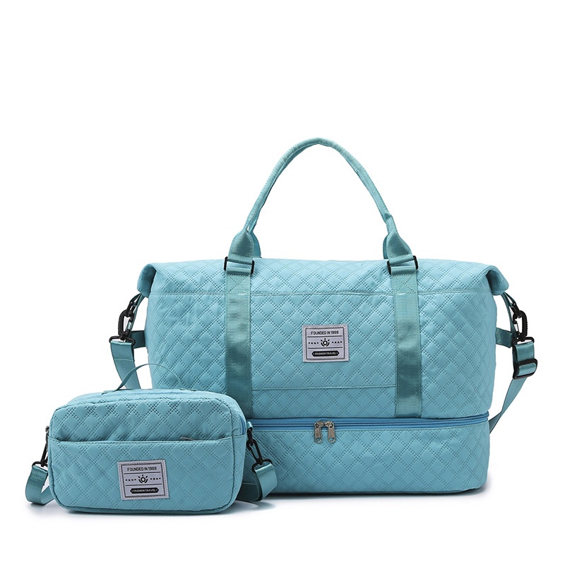 Large-Capacity Quilted Embroidered Thread Handle Crossbody Storage Travel Bag