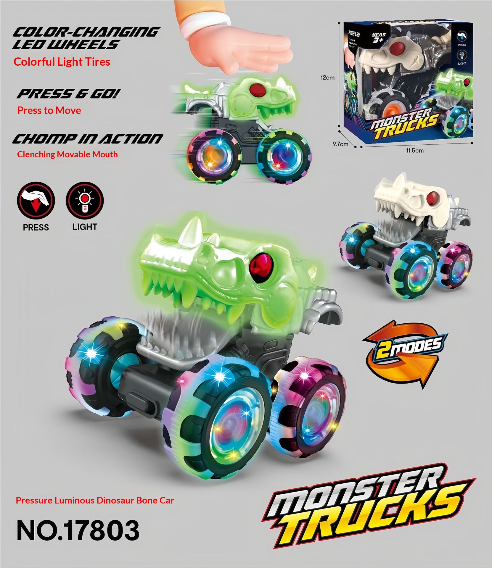 Press-and-Light-Up Monster Truck Childrens Toy