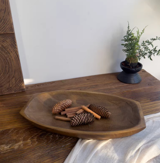 Boat-Shaped Wooden Tray