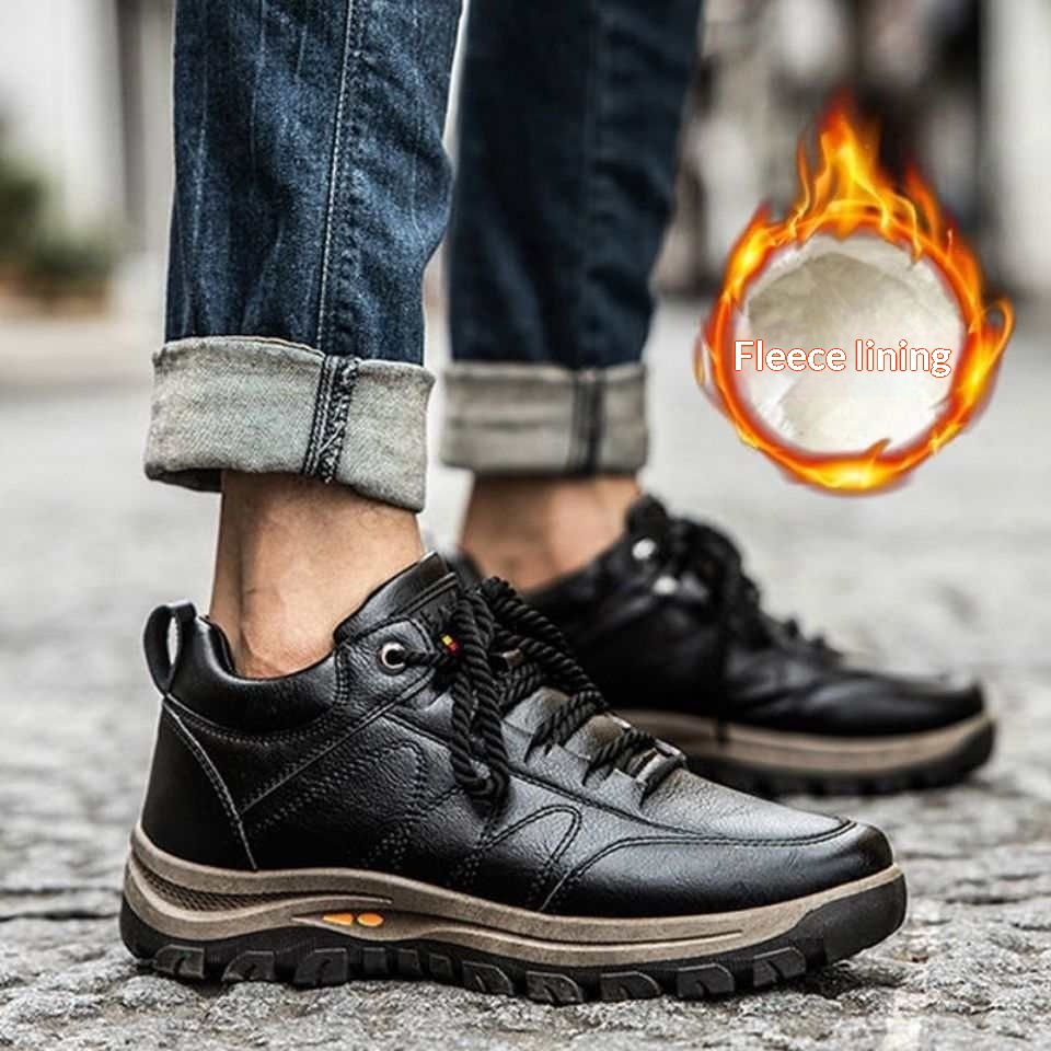 Men's Soft-soled Non-slip Cotton Leather Shoes For Winter