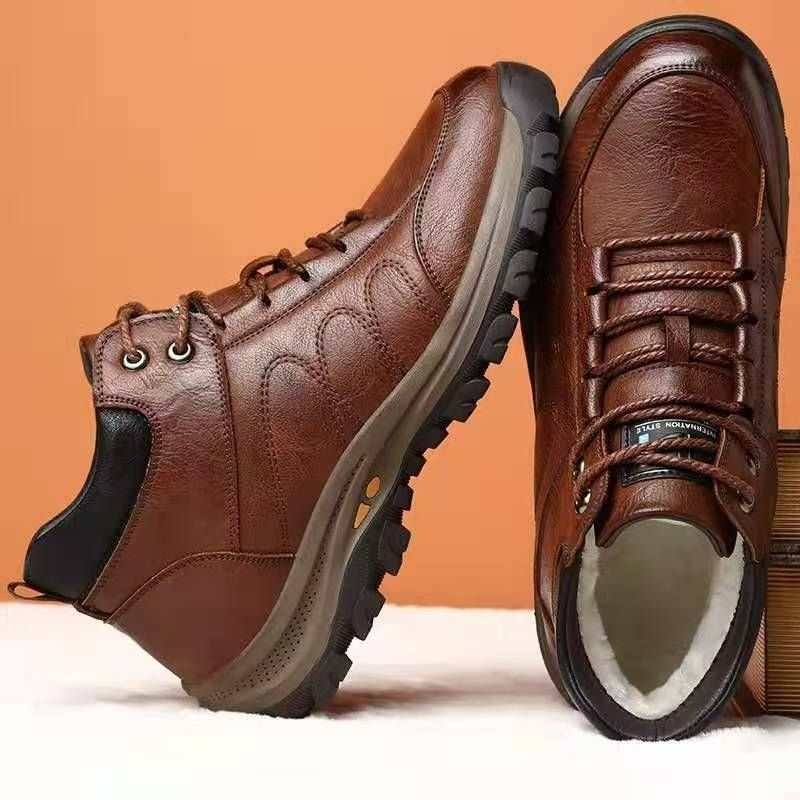 Men's Soft-soled Non-slip Cotton Leather Shoes For Winter