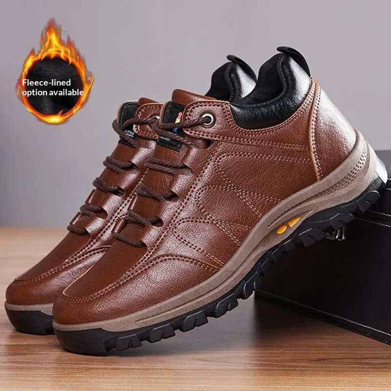 Men's Soft-soled Non-slip Cotton Leather Shoes For Winter
