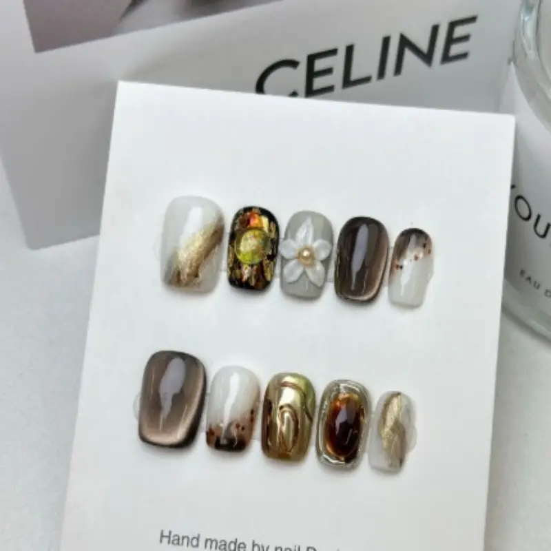 Handmade Wearable Nails 3D Carved Nail Art Tips
