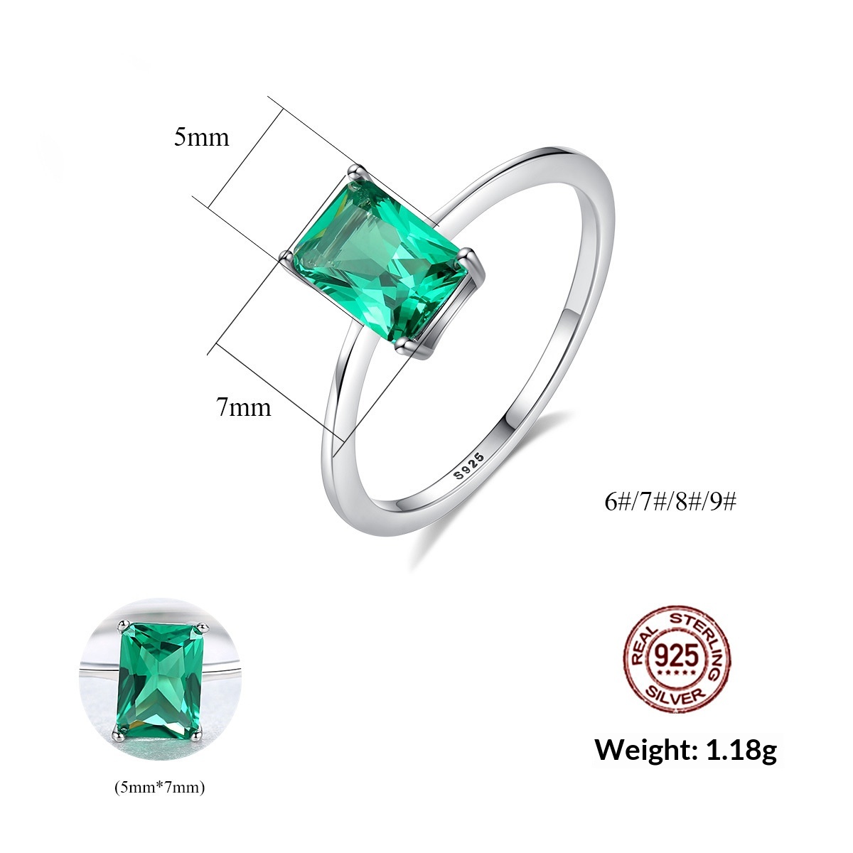 Imperial Green Ring S925 Silver Diamond Ring