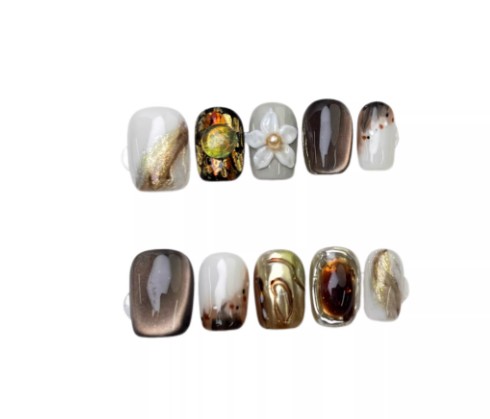 Handmade Wearable Nails 3D Carved Nail Art Tips