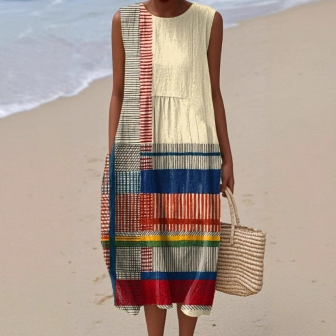 Sleeveless Printed Elegant Dress For Women