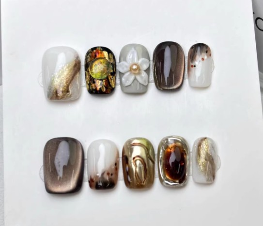 Handmade Wearable Nails 3D Carved Nail Art Tips