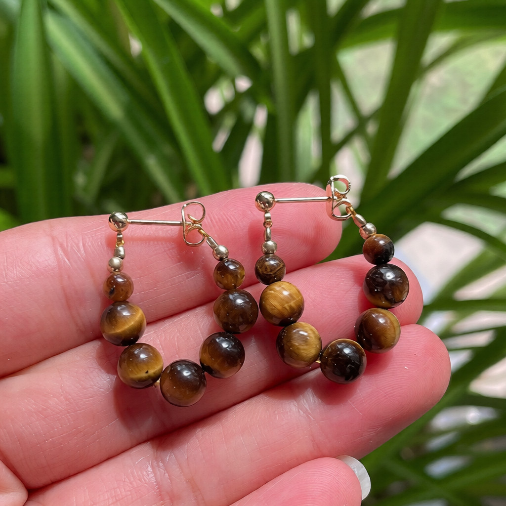Natural Stone Earrings Hand-Strung Beaded U-Shaped Earrings