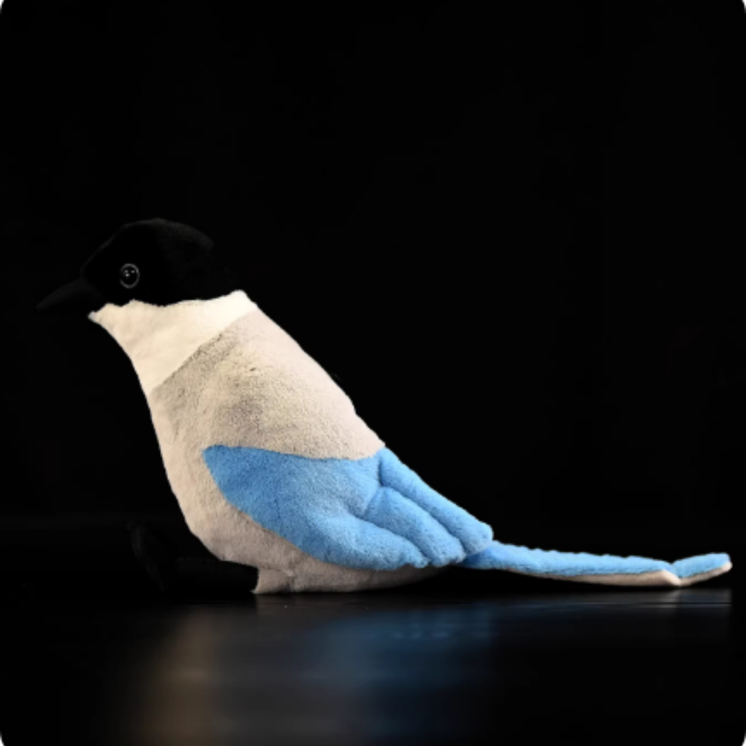 Grey Magpie Plush Toy Grey Magpie Doll Magpie Bird Figurine
