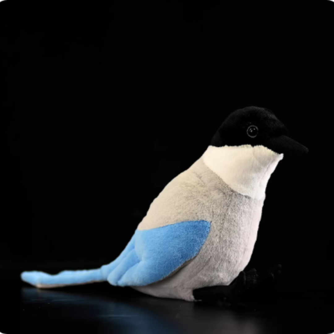 Grey Magpie Plush Toy Grey Magpie Doll Magpie Bird Figurine