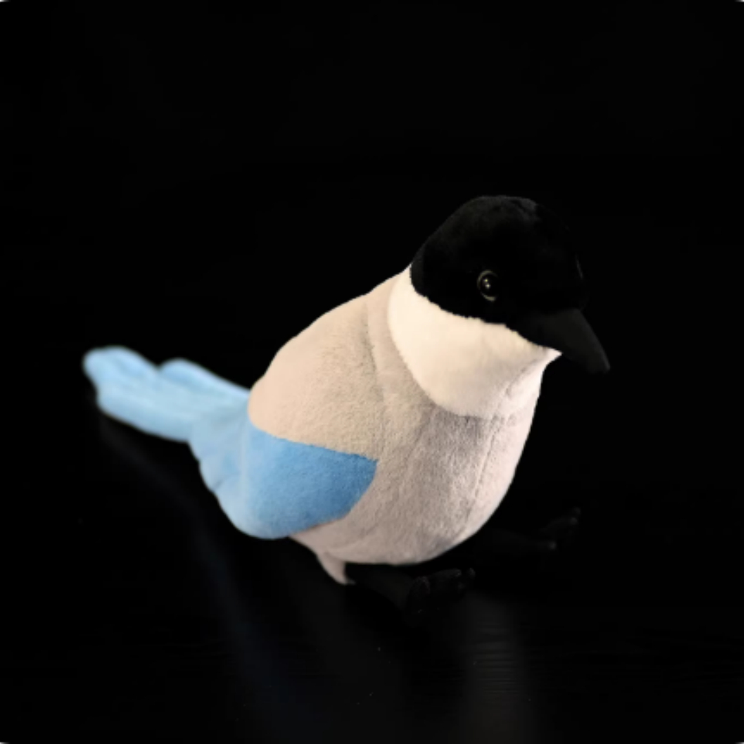 Grey Magpie Plush Toy Grey Magpie Doll Magpie Bird Figurine