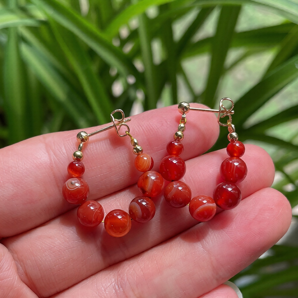 Natural Stone Earrings Hand-Strung Beaded U-Shaped Earrings