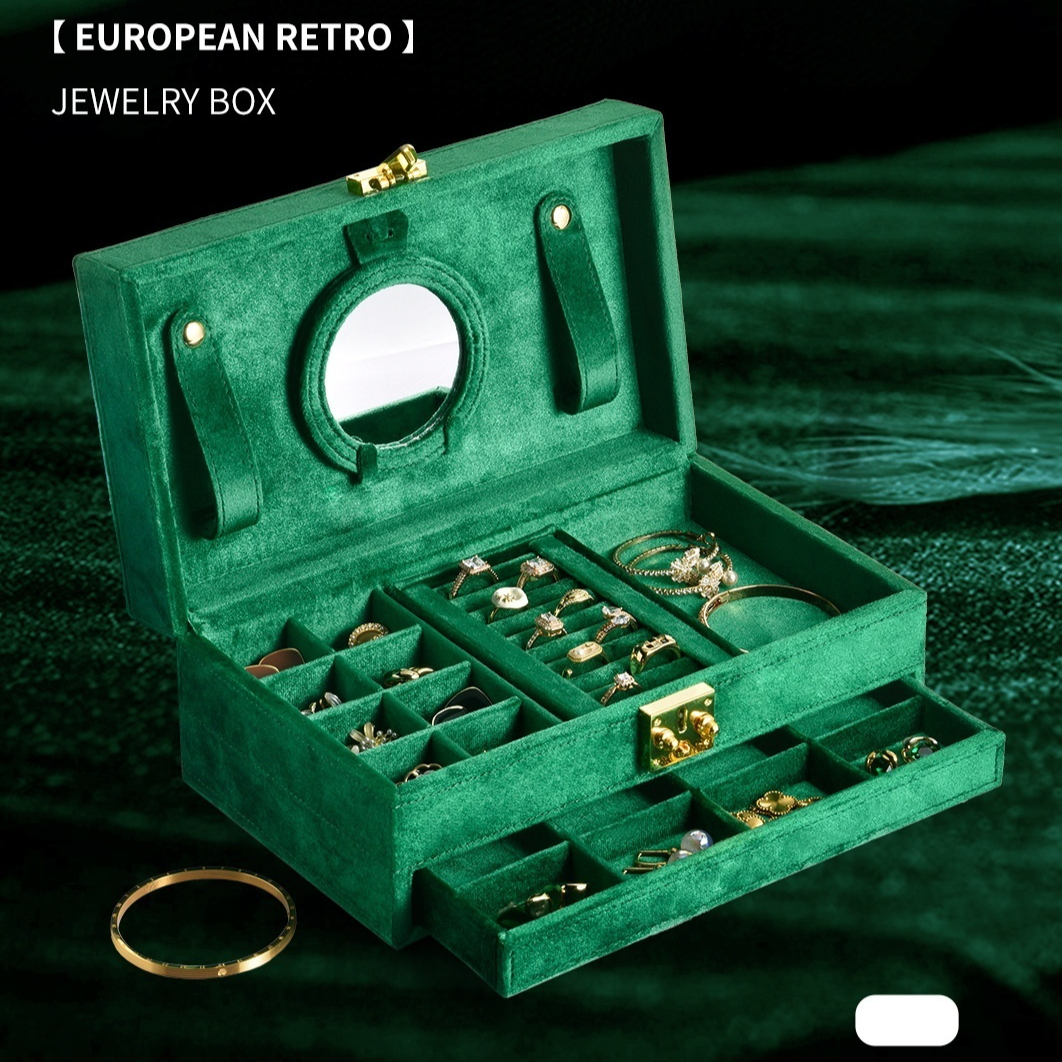 High-end Velvet Large-Capacity Jewelry Box For Home Use