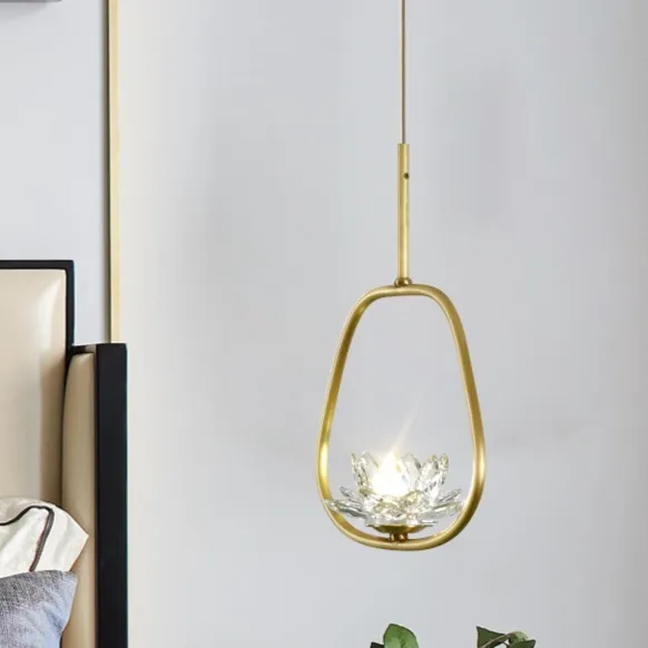 Creative Single-Head Copper Bedside Pendant Lamp