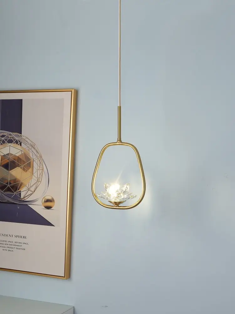 Creative Single-Head Copper Bedside Pendant Lamp For Balcony Hallway And Bedroom