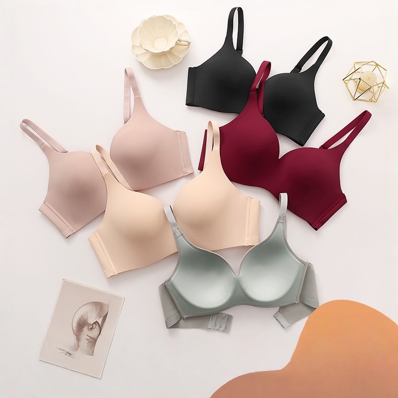 New Large-size Seamless 3D Cup Molded Ice Silk Sexy Contouring Bra For Tightening And Gathering Side Boobs