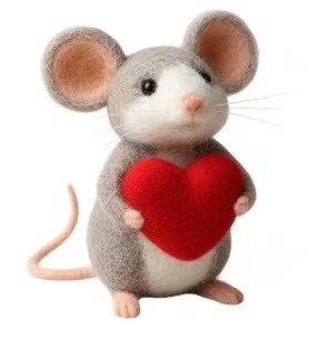 Cross-border Felted Wool Finished Product Valentines Day Mouse Gift Heart-Shaped Felt Mouse Gift