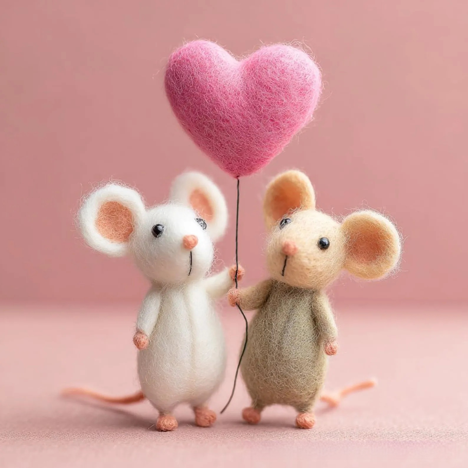 Cross-border Felted Wool Finished Product Valentines Day Mouse Gift Heart-Shaped Felt Mouse Gift
