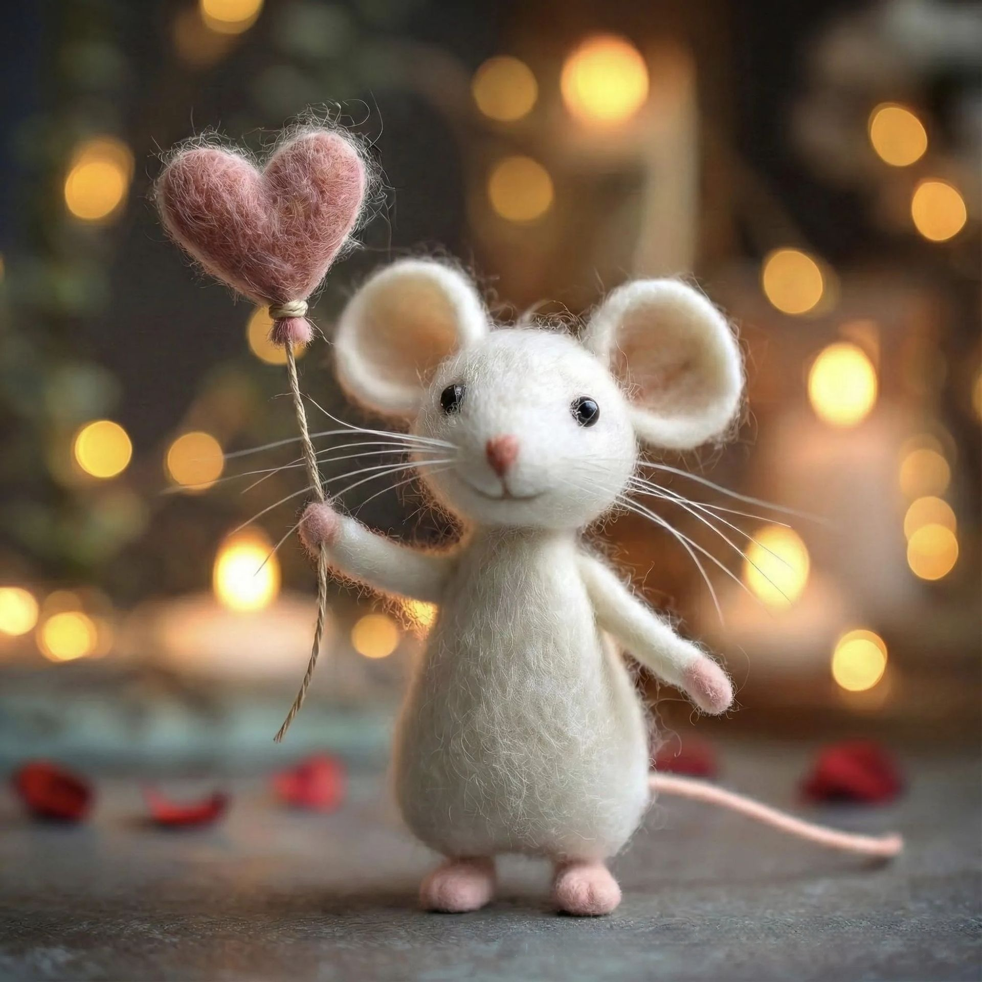 Cross-border Felted Wool Finished Product Valentines Day Mouse Gift Heart-Shaped Felt Mouse Gift