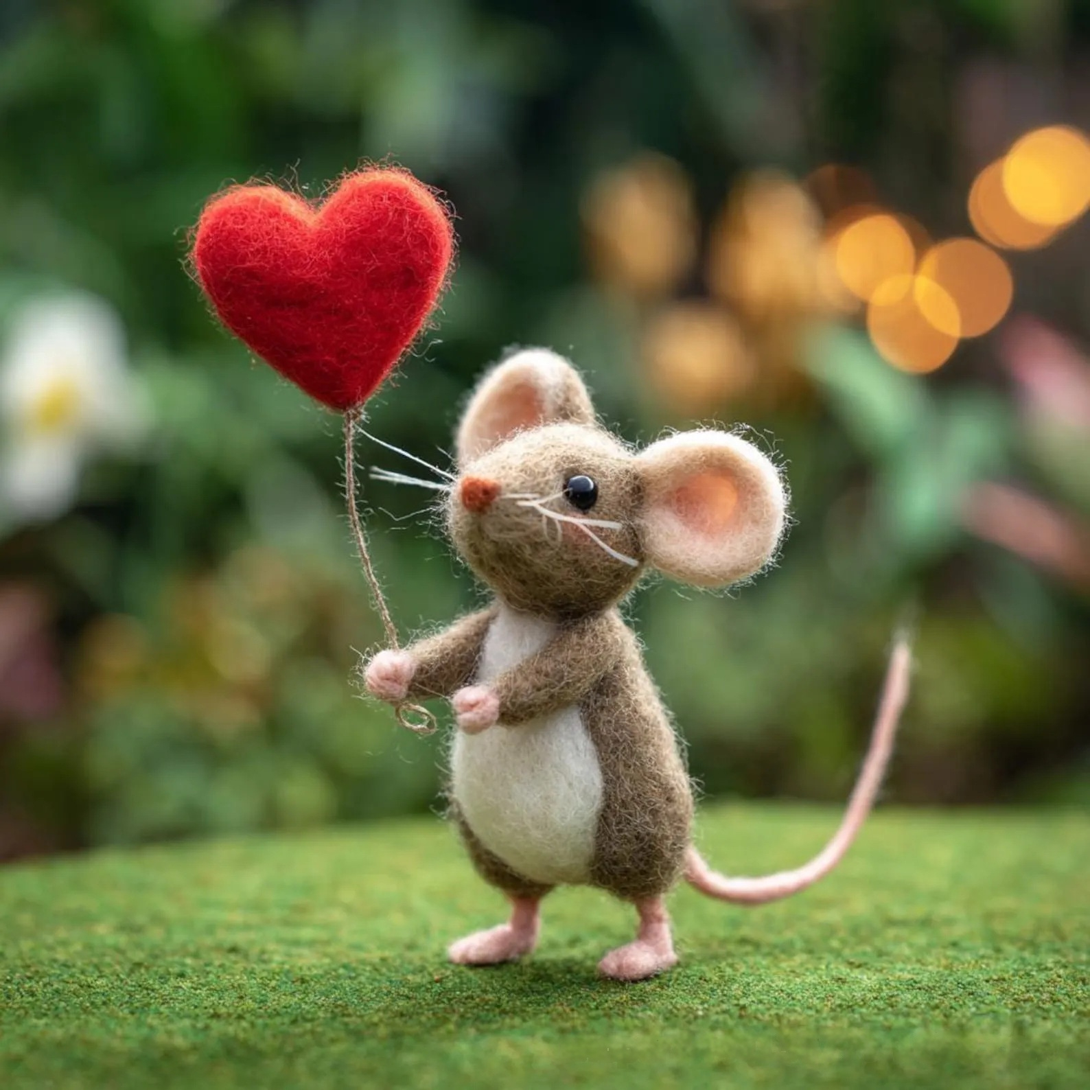 Cross-border Felted Wool Finished Product Valentines Day Mouse Gift Heart-Shaped Felt Mouse Gift