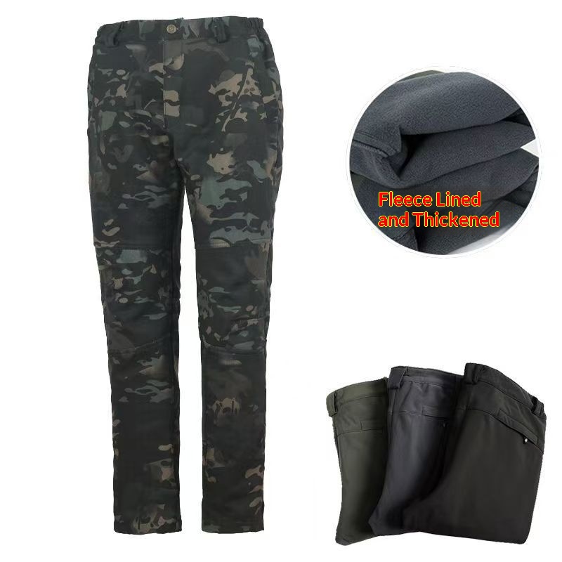 Men's Cold-Weather Tactical Pants Outdoor Softshell Hiking Trousers