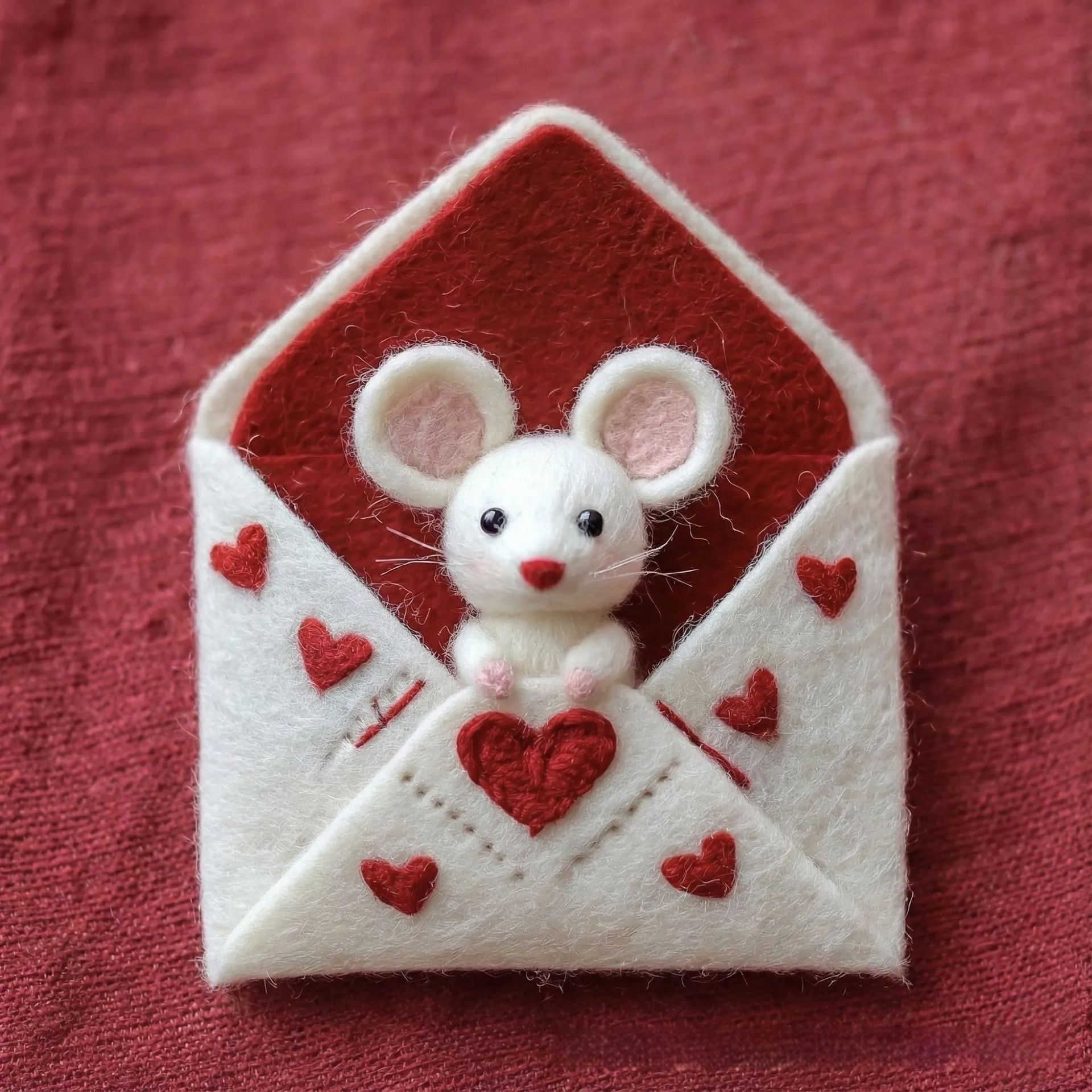 Cross-border Felted Wool Finished Product Valentines Day Mouse Gift Heart-Shaped Felt Mouse Gift