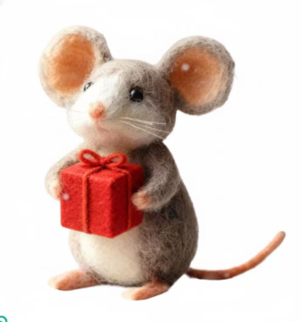 Cross-border Felted Wool Finished Product Valentines Day Mouse Gift Heart-Shaped Felt Mouse Gift