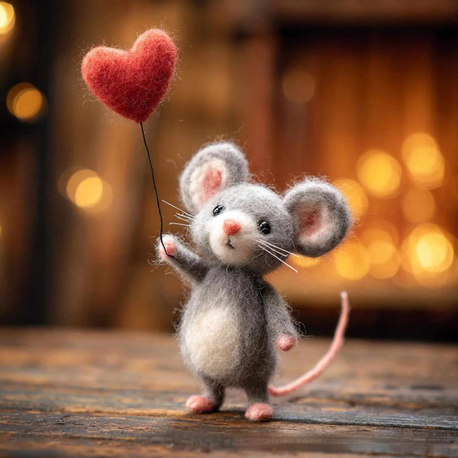 Cross-border Felted Wool Finished Product Valentines Day Mouse Gift Heart-Shaped Felt Mouse Gift
