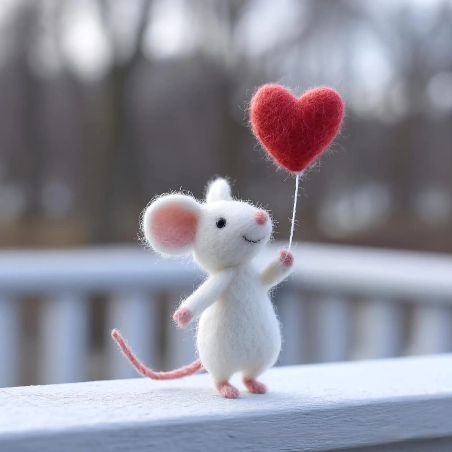 Cross-border Felted Wool Finished Product Valentines Day Mouse Gift Heart-Shaped Felt Mouse Gift