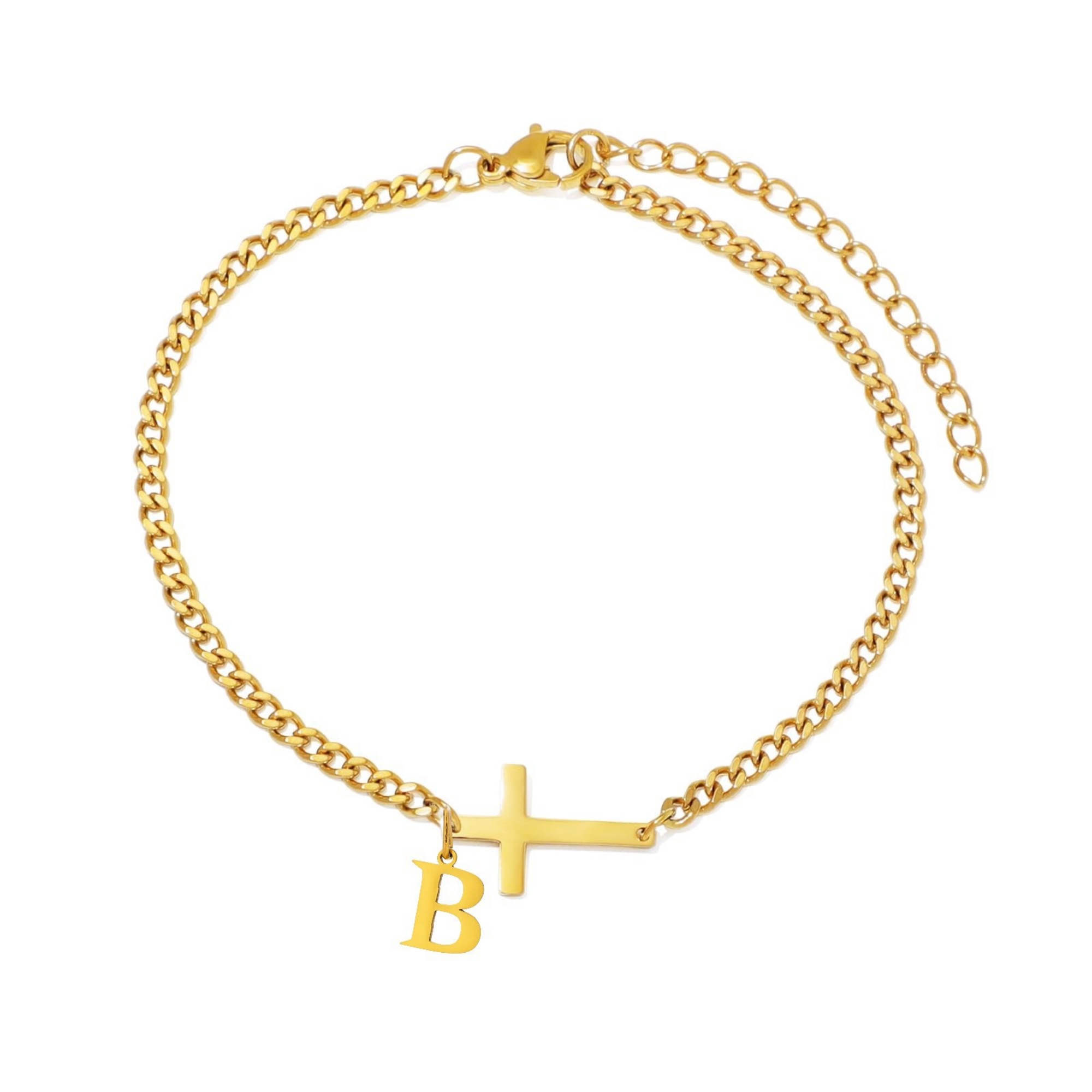 18K Stainless Steel Cross 26 Letter Fashionable And Simple Bracelet