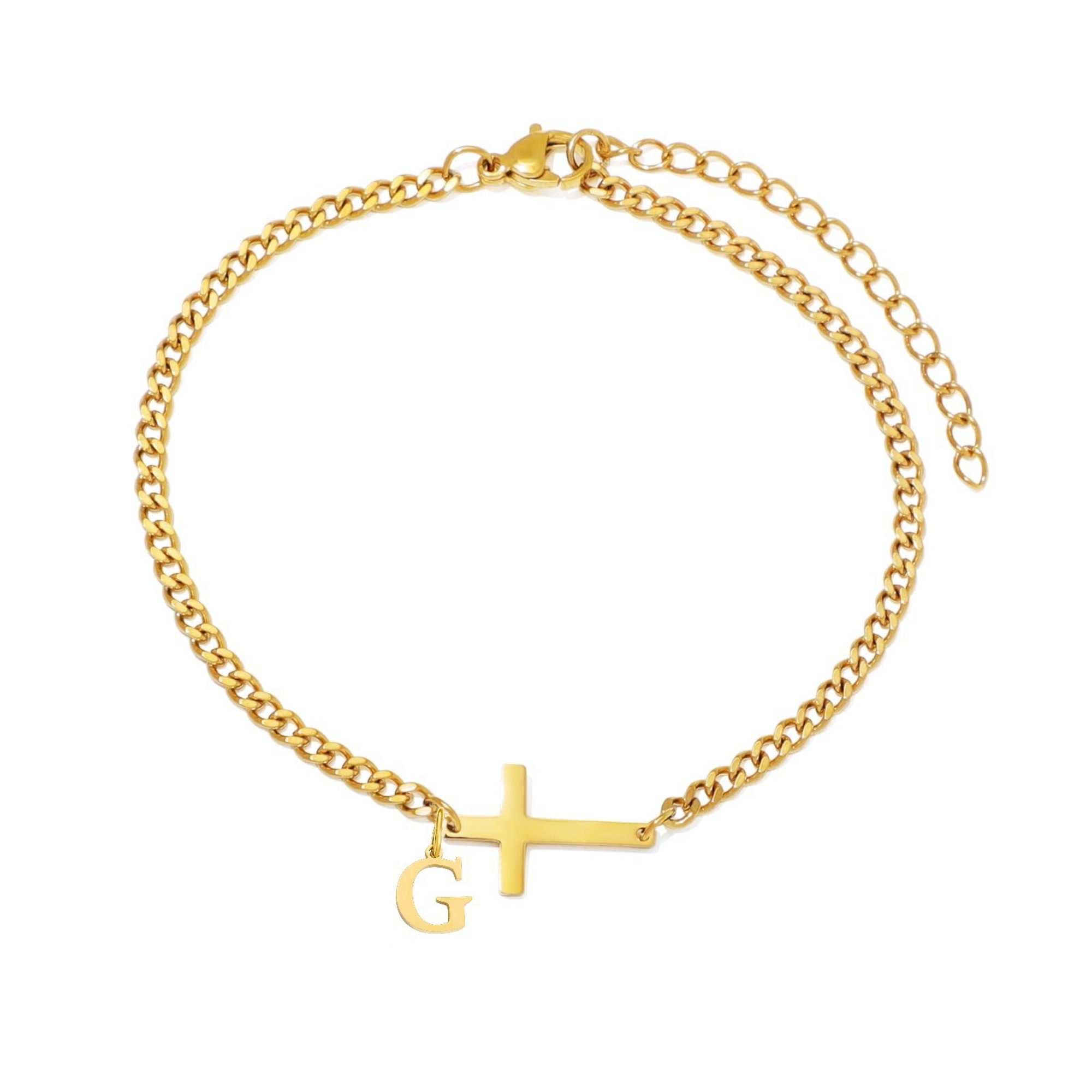 18K Stainless Steel Cross 26 Letter Fashionable And Simple Bracelet