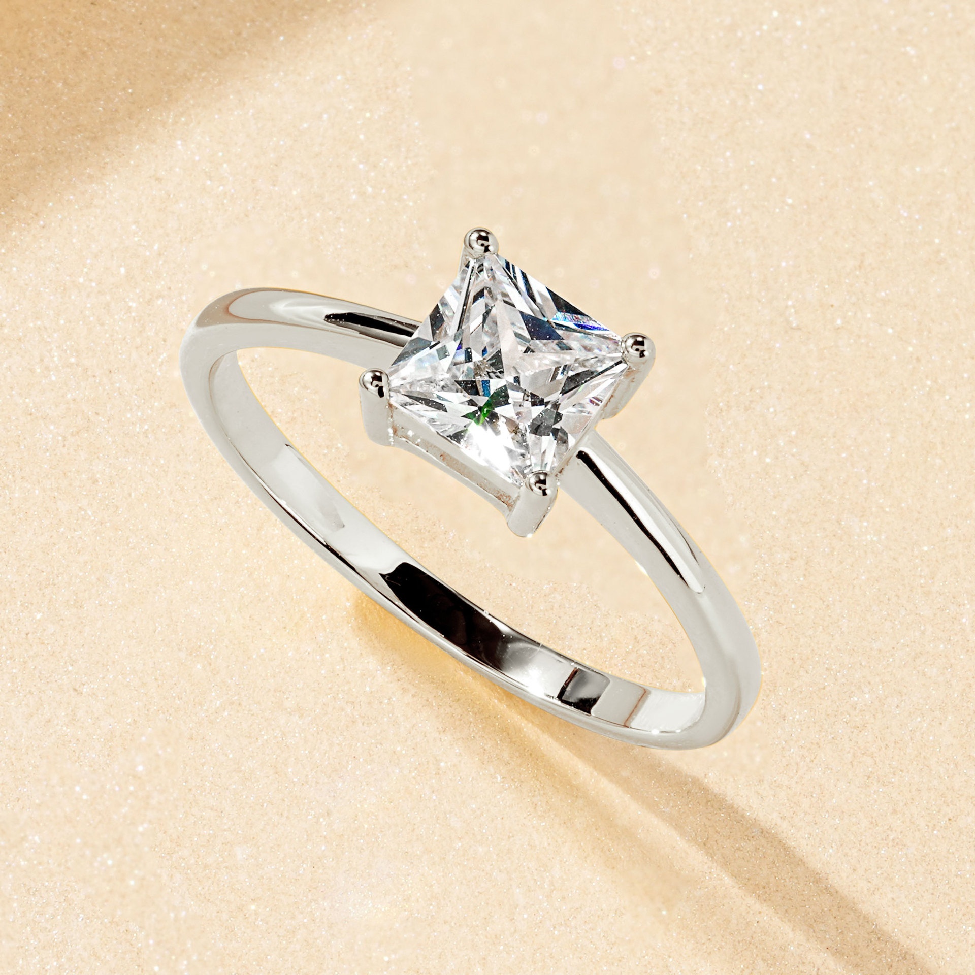 Geometric Square Design Zircon Ring For Women