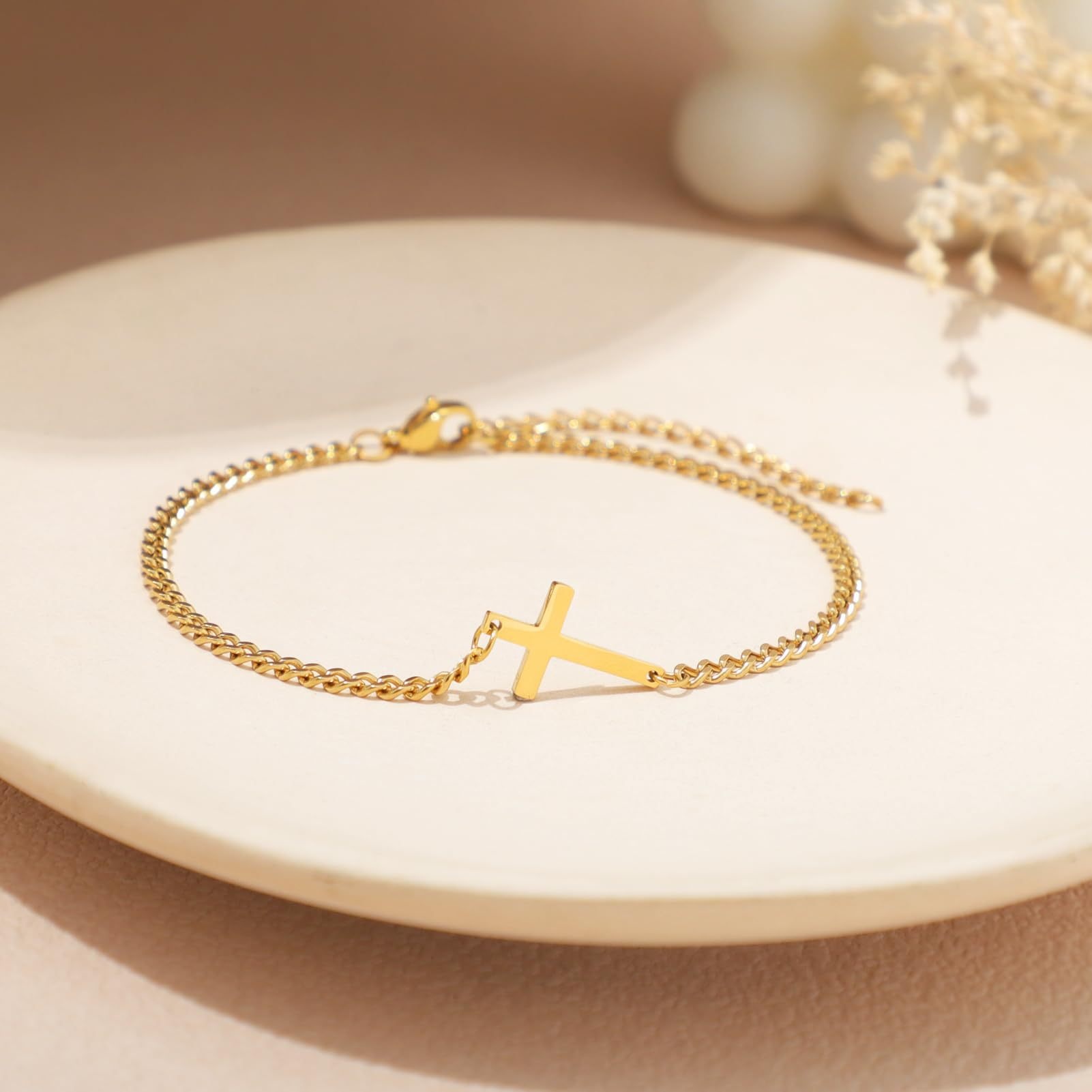 18K Stainless Steel Cross 26 Letter Fashionable And Simple Bracelet