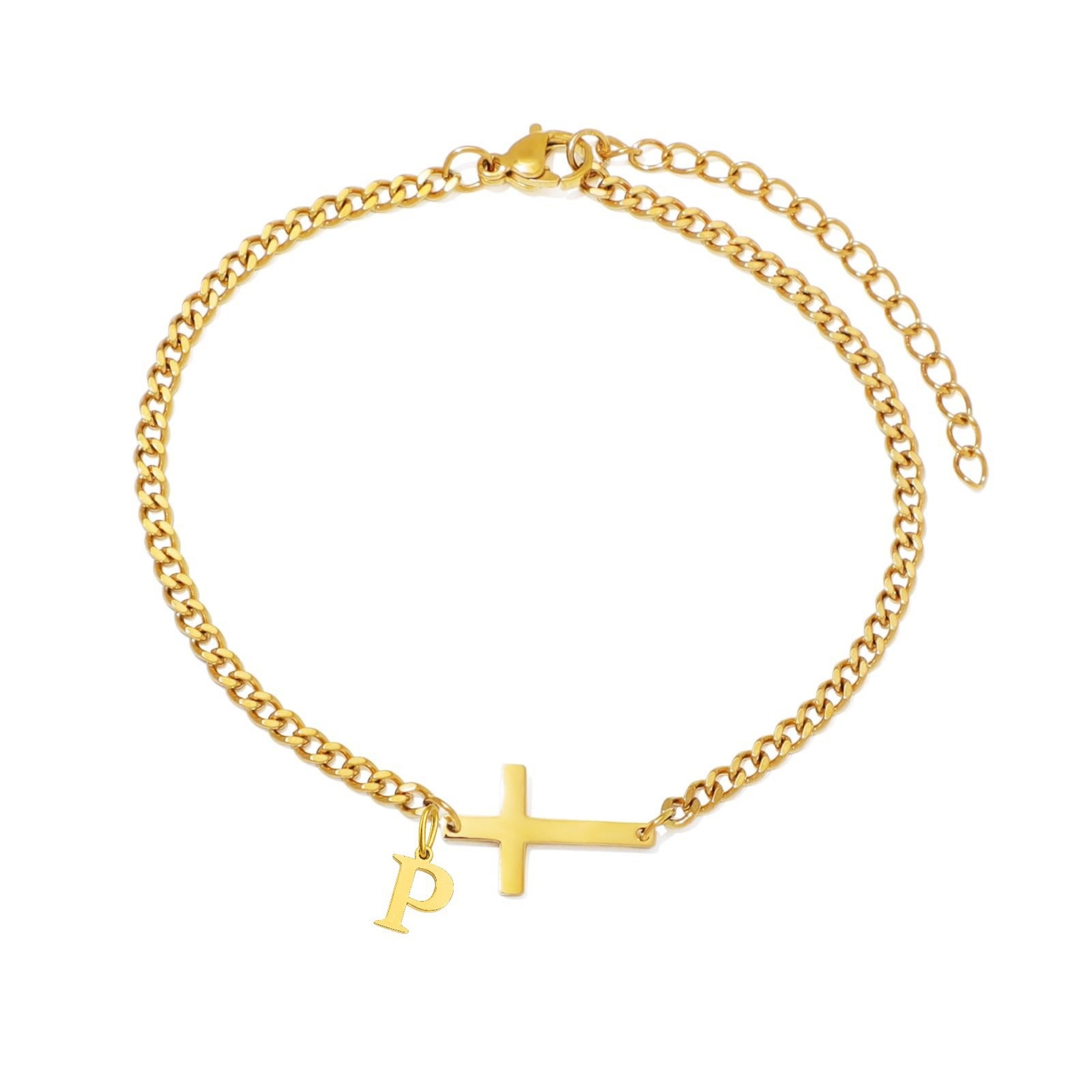 18K Stainless Steel Cross 26 Letter Fashionable And Simple Bracelet