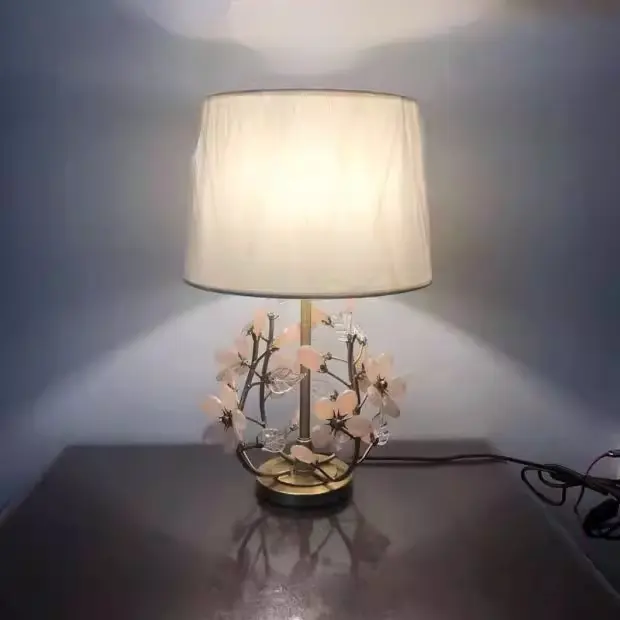 Romantic Pure Copper Pink Crystal Grace Petal Table Lamp