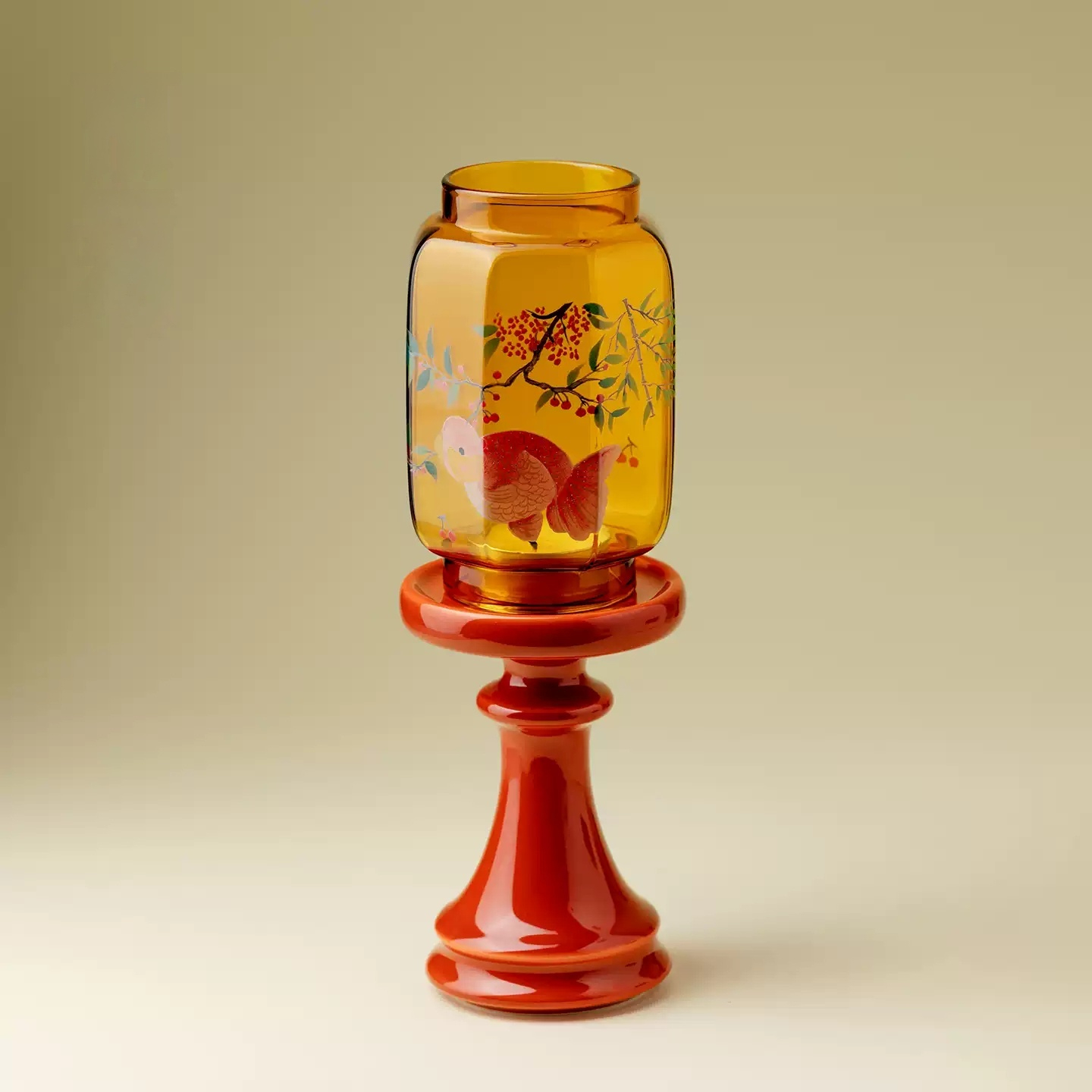 Chinese Famille Rose Glass And Ceramic Ming And Qing Dynasty Candlestick