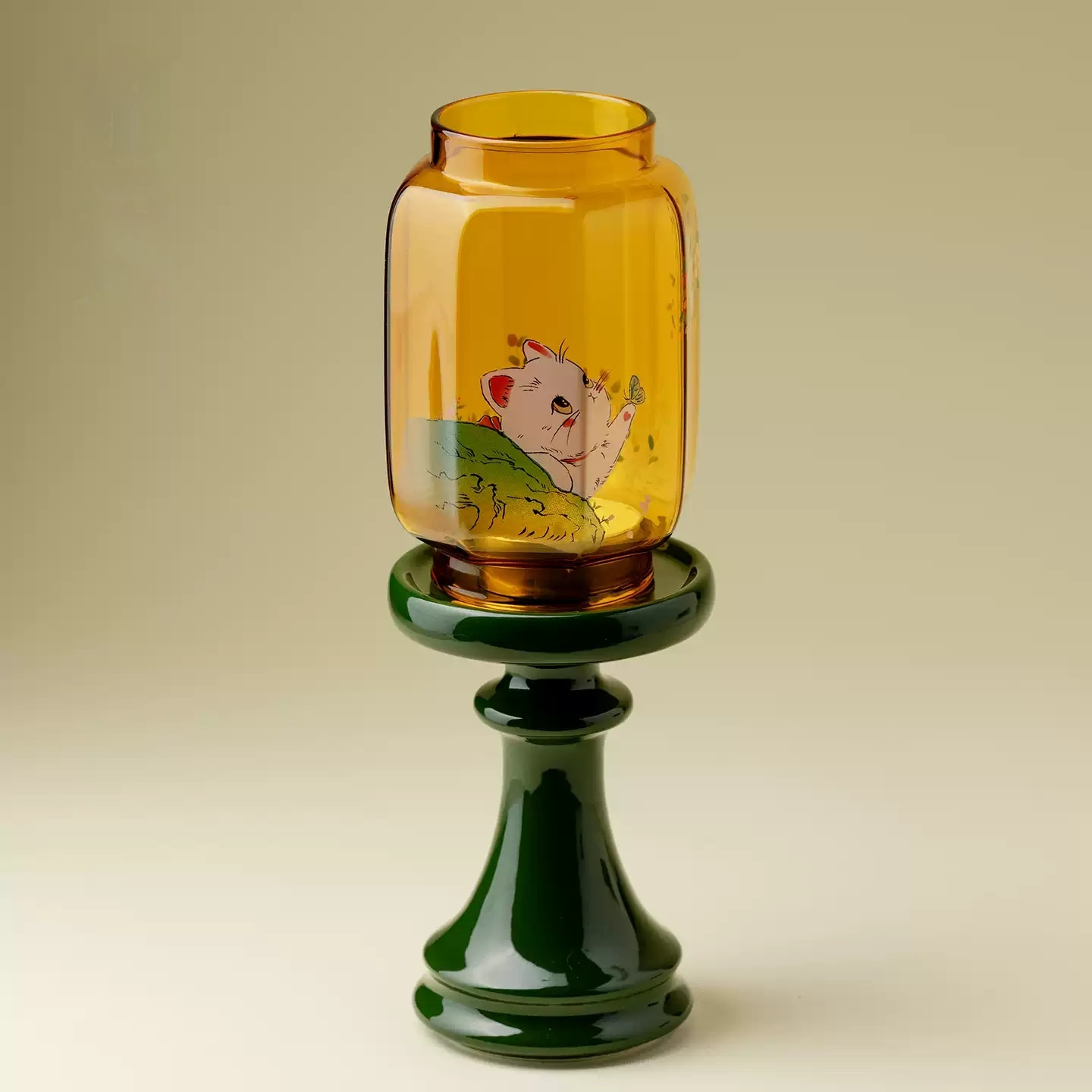 New Chinese-style Pastel-Glazed Glass Candlestick From The Ming And Qing Dynasties