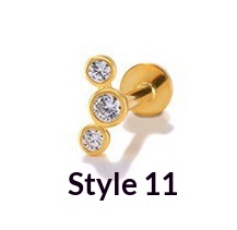 Geometric Diamond-studded Flat-head Helix Piercing Earring